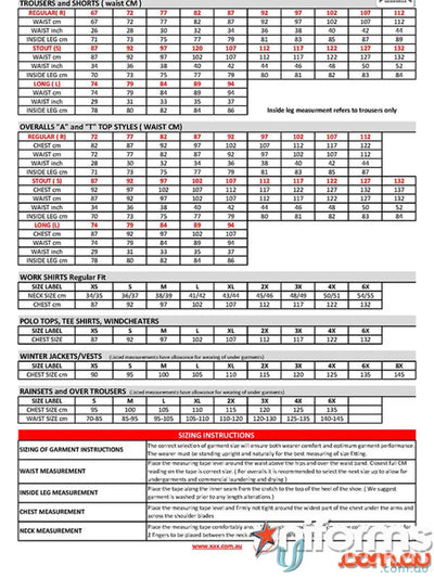 GLOFLASH Welders flame retardant gear clothing size chart for maximum visibility