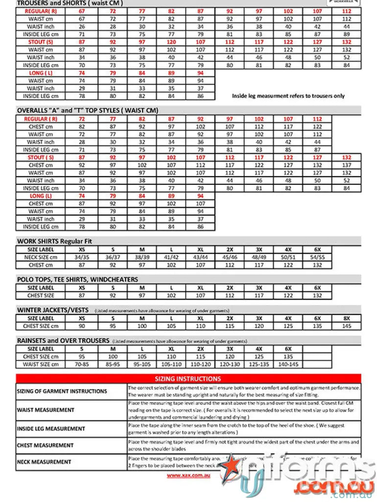 GLOFLASH Welders flame retardant gear clothing size chart for maximum visibility