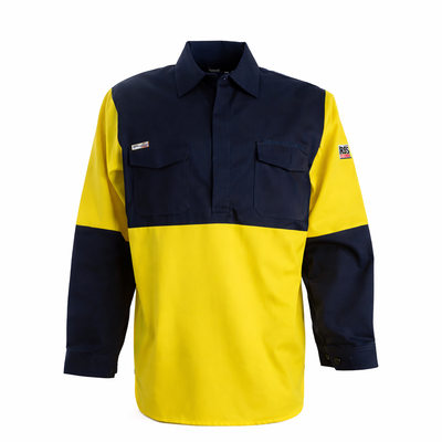 GLOFLASH Welders LS shirt in navy blue and yellow for max visibility