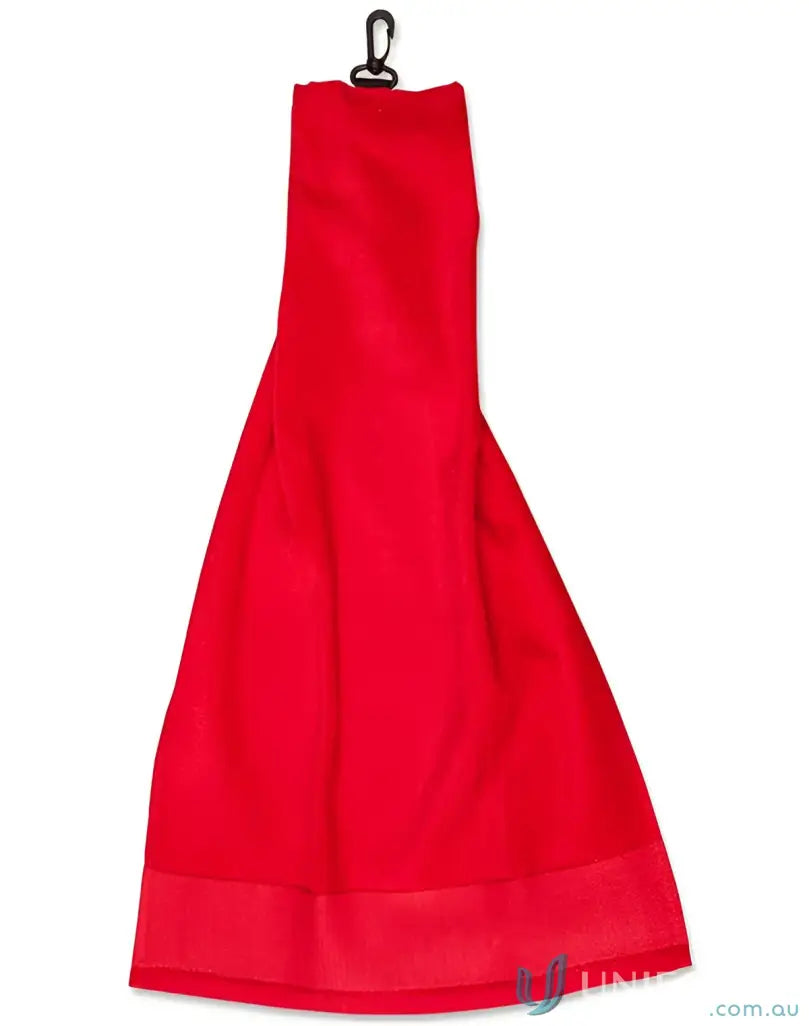 Red golf towel with clip, cotton yarn dyed yarn dyed towel offers a luxurious feel