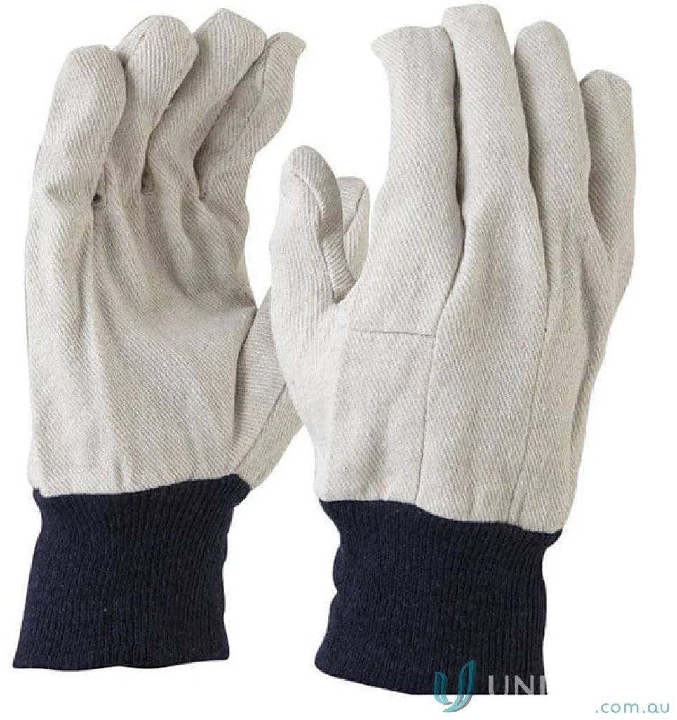 Pair of gray cotton drill work gloves from the 12pk Cotton Drill Glove set
