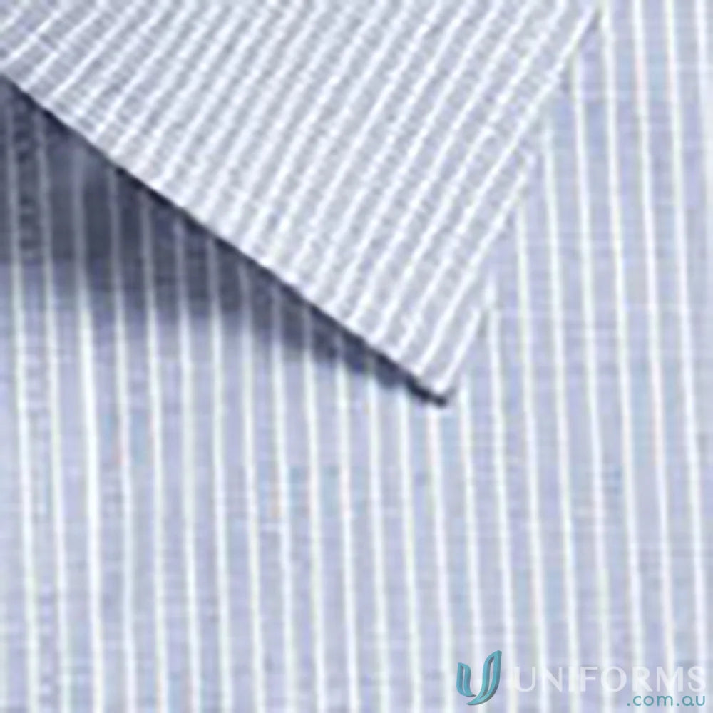 Blue and white striped square textured long sleeve shirt with easy iron finish