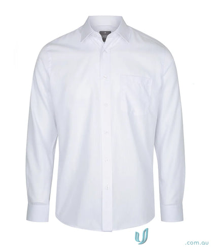 White square textured long sleeve shirt from Guildford Square, easy iron, perfect for Office wear