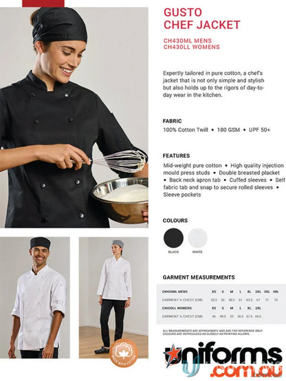 Gusto LS Chef Jacket from Biz Collection Gusto with long sleeve chef jacket offers