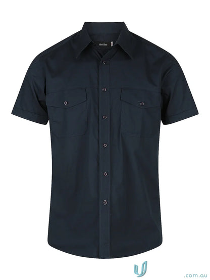 Navy blue short-sleeved work shirt from Harley SS Shirt for uniforms and workwear