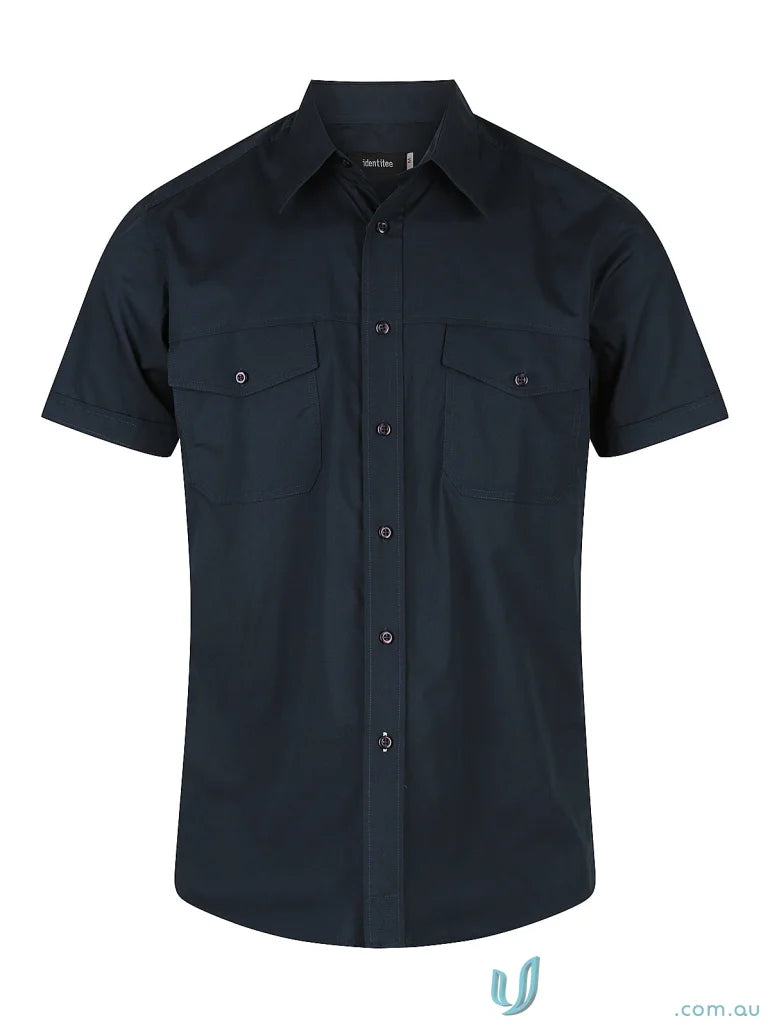 Navy blue short-sleeved work shirt from Harley SS Shirt for uniforms and workwear