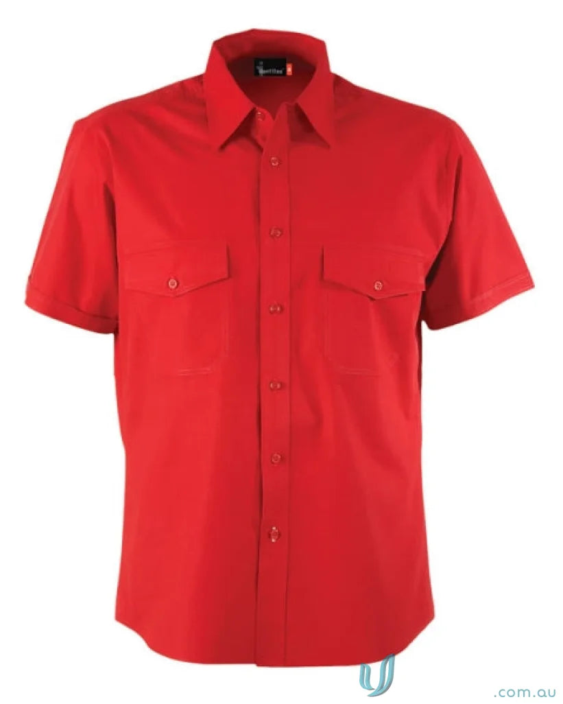 Red short-sleeved Harley SS Shirt perfect for workwear or uniforms