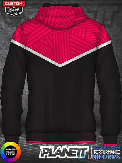 Black and pink hooded sweatshirt from HD105 Custom DyeSub Kids Hoodie, perfect for sublimated apparel