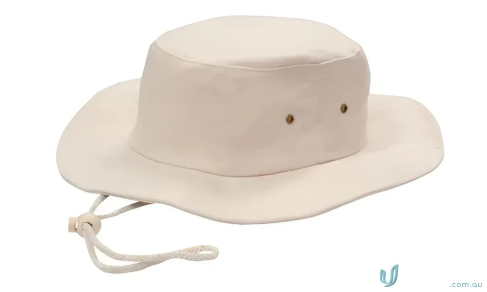 Beige canvas sun hat from Headwear Stockists with brushed heavy sports twill fabric