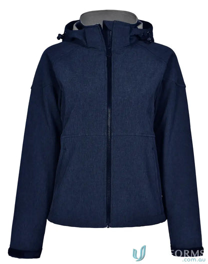 Navy blue Heart Foundation Ladies Softshell Jacket with hood, jk34 Aspen Softshell