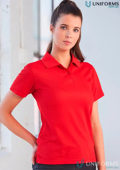 Heart Foundation Ladies Polo in bright red with cooldry® polyester mini fabric