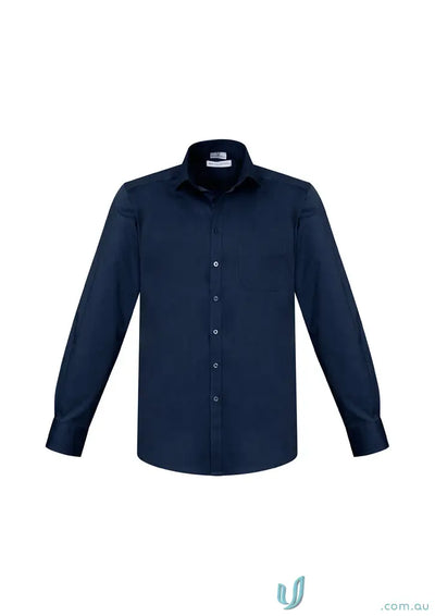 Dark blue men’s LS shirt with modern narrow collar from Biz Collection Monaco