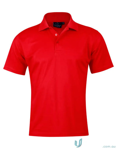 Vibrant red Heart Foundation Men’s Polo with flat knitted collar and cooldry® polyester mini