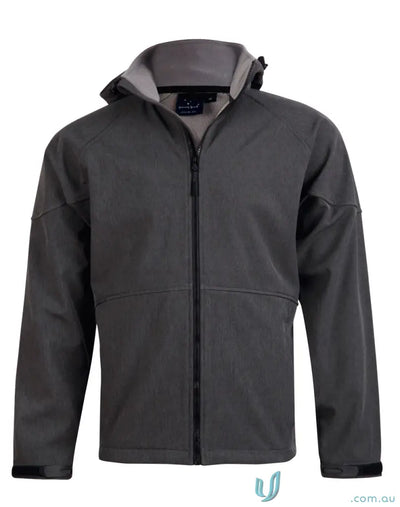 Heart Foundation Men’s Softshell Jacket jk33 aspen with hood and light gray collar