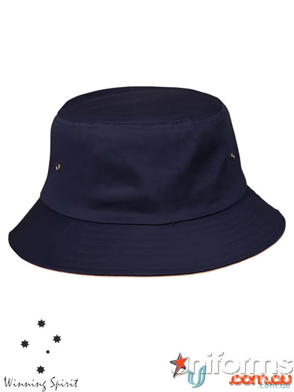 Navy blue ch32a bucket hat made of heavy brushed cotton from Winning Spirit