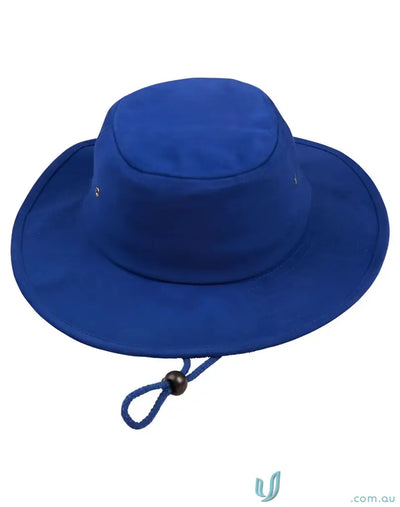 Blue sun hat with chin strap from Winning Spirit Heavy Brushed Cotton Hat for sun protection