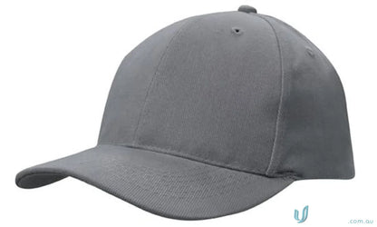 Gray baseball cap in stock range, high centimeter fit, wide inch style in Heavy Brushed Cotton Snap Back Cap
