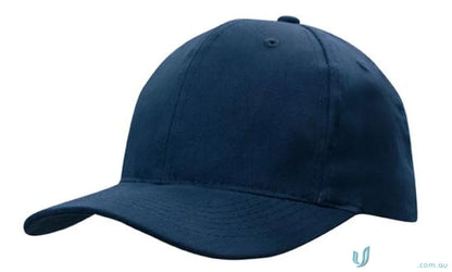 Navy blue baseball cap from Heavy Brushed Cotton Snap Back Cap stock range, wide fit