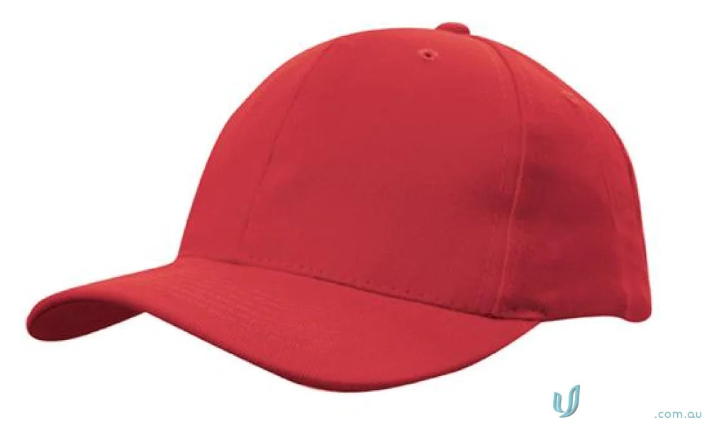 Red baseball cap from Heavy Brushed Cotton Snap Back Cap in stock range, high centimeter wide inch