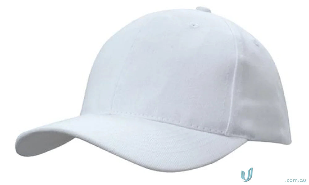 Plain white baseball cap from Heavy Brushed Cotton Snap Back Cap stock range, high centimeter fit