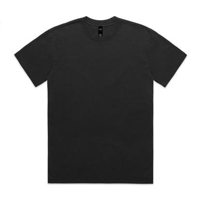 Black v-neck t-shirt with short sleeves and a simple design.
