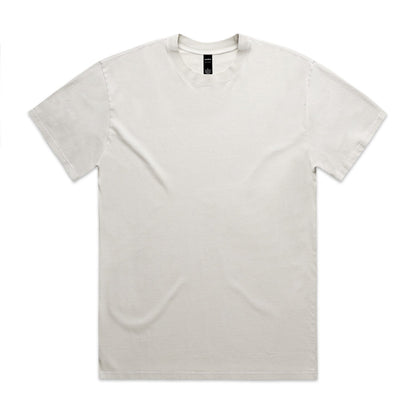 White crew neck t-shirt with short sleeves and a simple design.