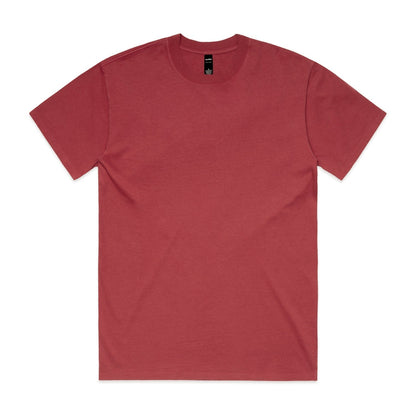 Red crew neck t-shirt with short sleeves and a simple design, likely made of cotton or polyester blend.