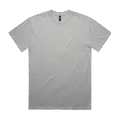 Gray crew neck t-shirt with black tag