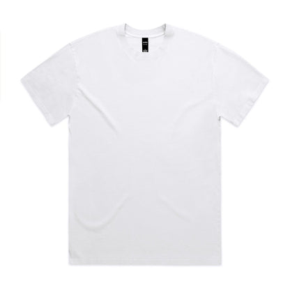 White plain t-shirt with short sleeves and crew neck.