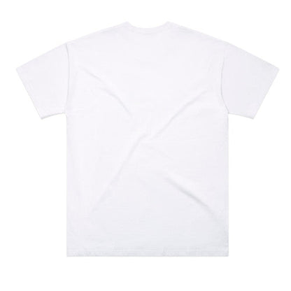 White plain t-shirt with short sleeves and a crew neck.