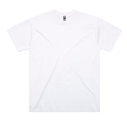 White plain t-shirt with short sleeves and crew neck.