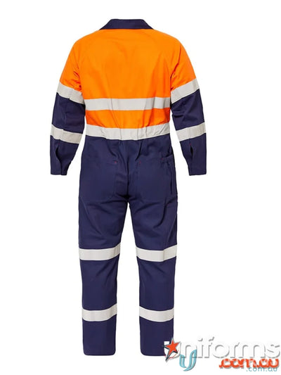Two-toned reflective safety jumpsuit with press stud closure in HI VIS Coverall Ind Tape style