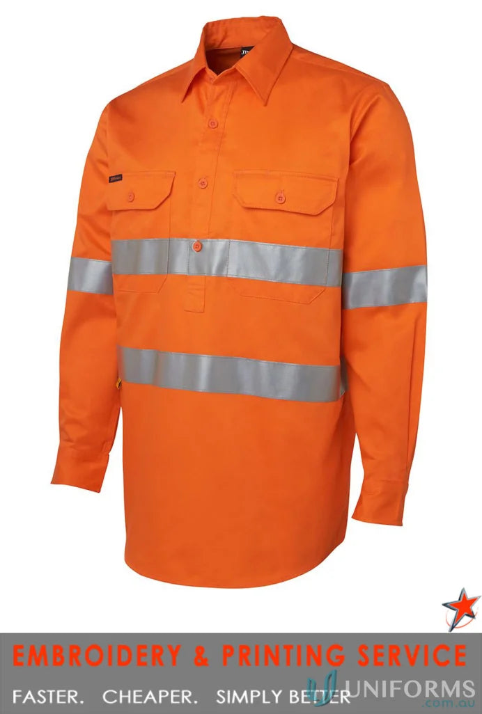 Orange high-visibility work shirt in breathable fabric from JBs Hi Vis uniforms