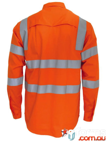 Orange Hi Vis Drill Shirt with reflective stripes for day and night work safety