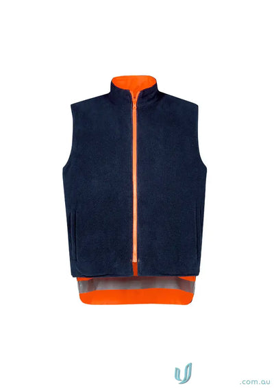 Navy and orange fleece-lined vest from Hi Vis X Back 4 In 1 waterproof jacket, high visibility jacket