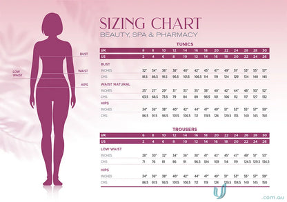Clothing size chart for High V Neck Tunic in B035E Linen with a flattering silhouette