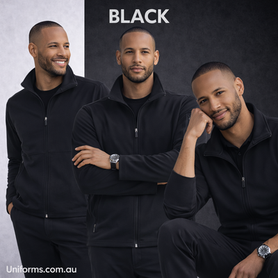 Jk23 mens softshell high-tech jacket black zip-up back view