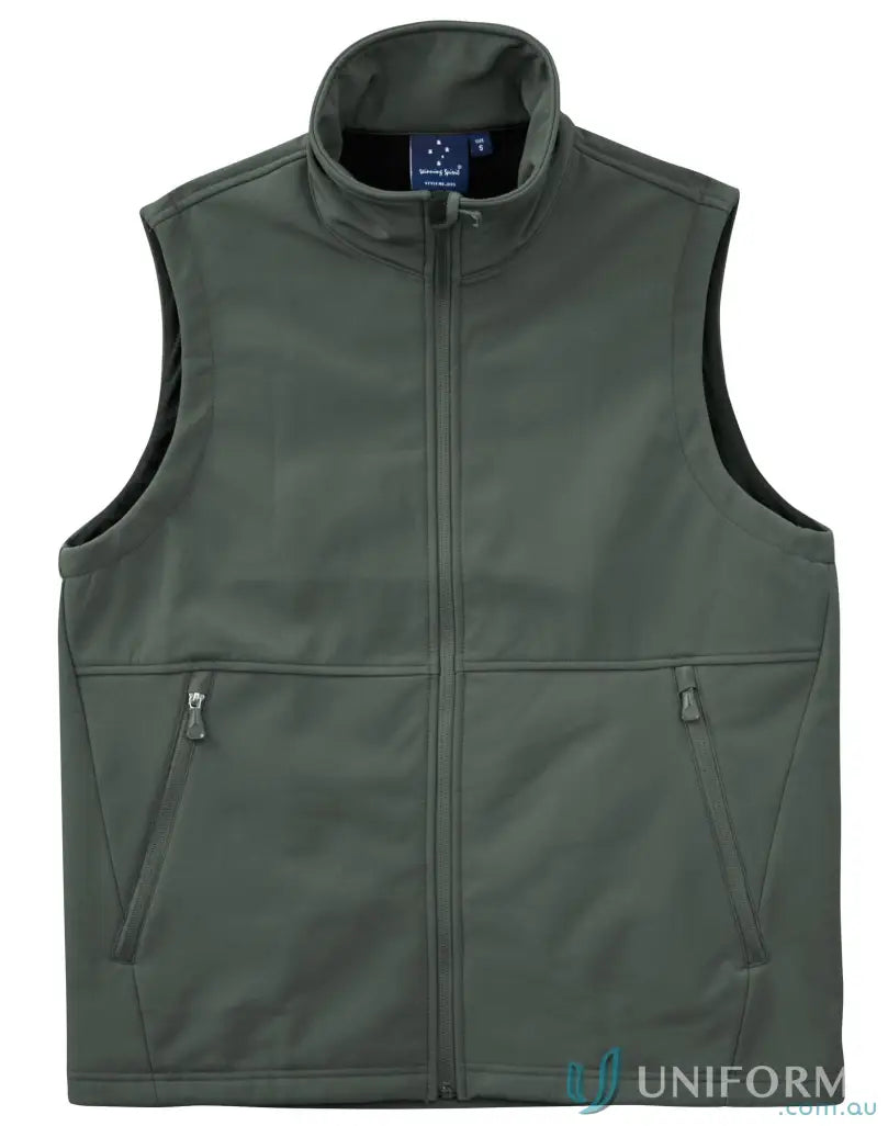 Olive green jk25 men’s softshell HiTech vest for outdoor fun and active wear