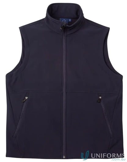 Navy blue jk25 men’s softshell HiTech vest, stylish softshell hi-tech vest for men
