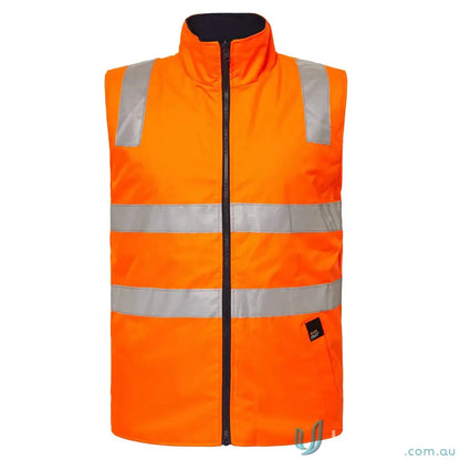 Orange HiVis 6-in-1 Reflective Workwear Jacket with reflective tape and black zipper