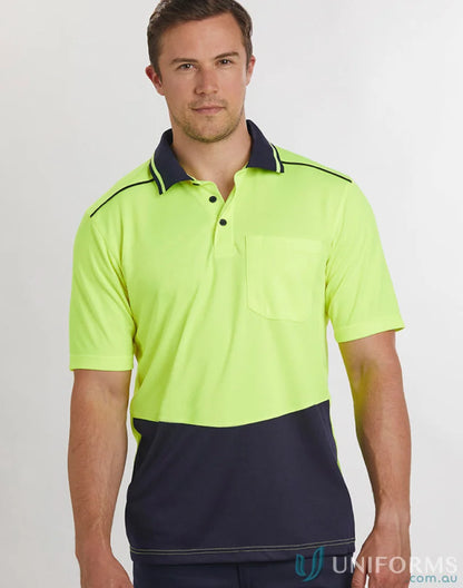 Two-tone safety polo shirt from HiVis Bamboo featuring bamboo charcoal polo details
