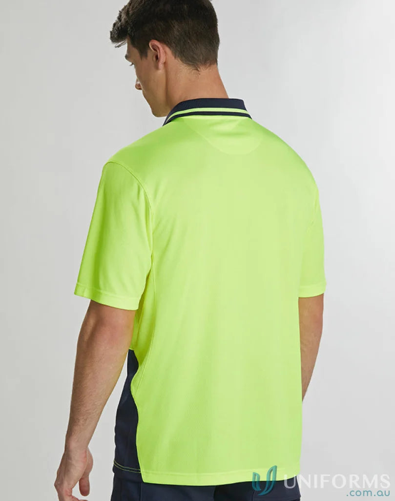 Neon yellow HiVis Bamboo Charcoal SS Polo shirt, perfect bamboo charcoal polo style for unisex hi-vis needs