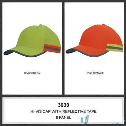 HiVis Cap with Reflective Tape in green and orange, perfect for workwear and uniforms