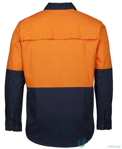 Two-tone HiVis Close Front LS Shirt for sun protection and Australian standard uniforms