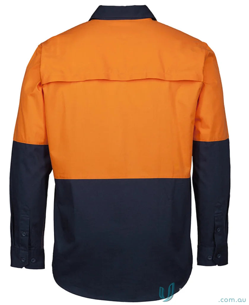 Two-tone HiVis Close Front LS Shirt for sun protection and Australian standard uniforms