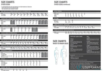 Clothing size charts for HiVis Cotton Back Polo workwear and uniforms