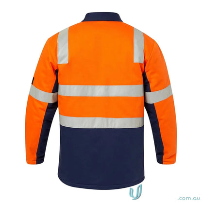 Orange and navy blue cotton reflective jacket perfect for day and night safety