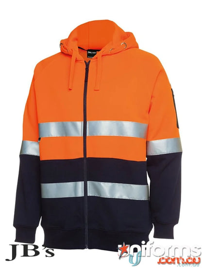 Orange and navy blue hi-vis hoodie from HiVis D+N Fleecy Hoodie, perfect for workwear
