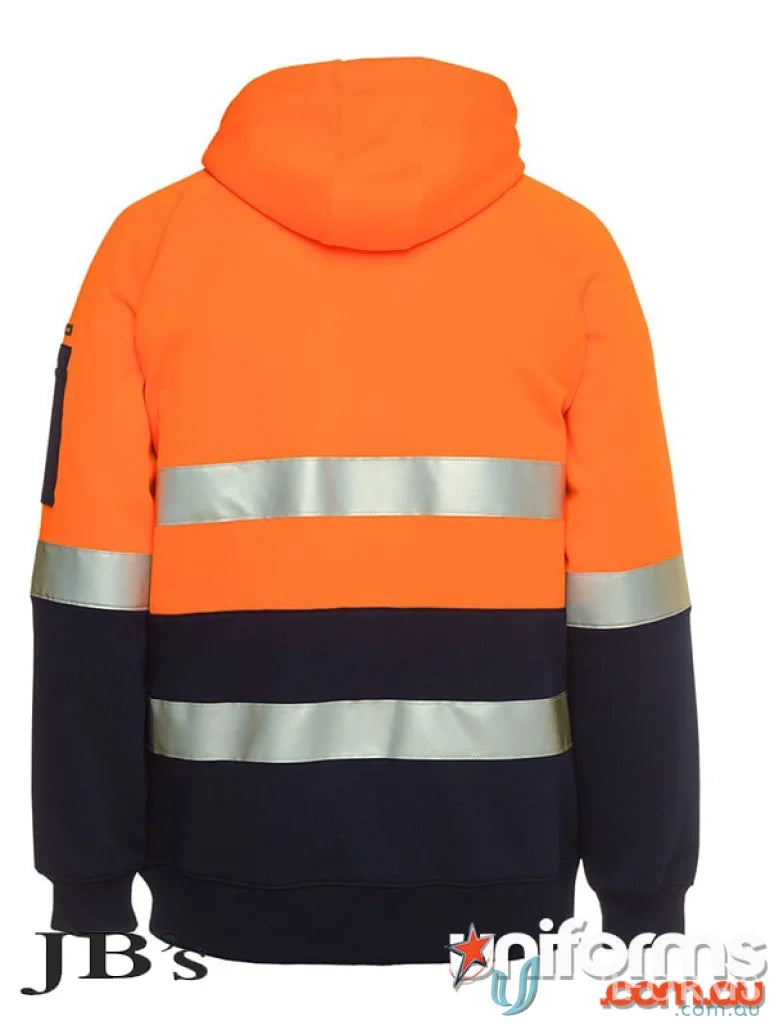 Orange and navy high-visibility hoodie from HiVis D+N Fleecy Hoodie for workwear