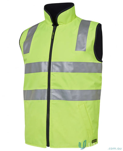 High-visibility yellow safety vest with reflective stripes, perfect for work uniforms
